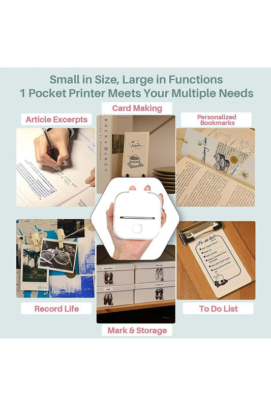 Phomemo T02 Mini Taşınabilir Akıllı Cep Sticker Fotoğraf Yazıcı, Mavi, Yapay Zeka Destekli Uygulama