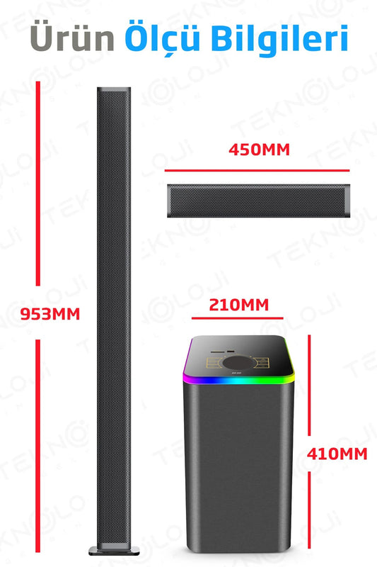 HEPU HP-TV04 5+1 Soundbar Ev Sinema Sistemi Stereo Hd Ses Kalitesi Rgb Kablolu 45W AMFİ 15WX5 SOUNDBAR