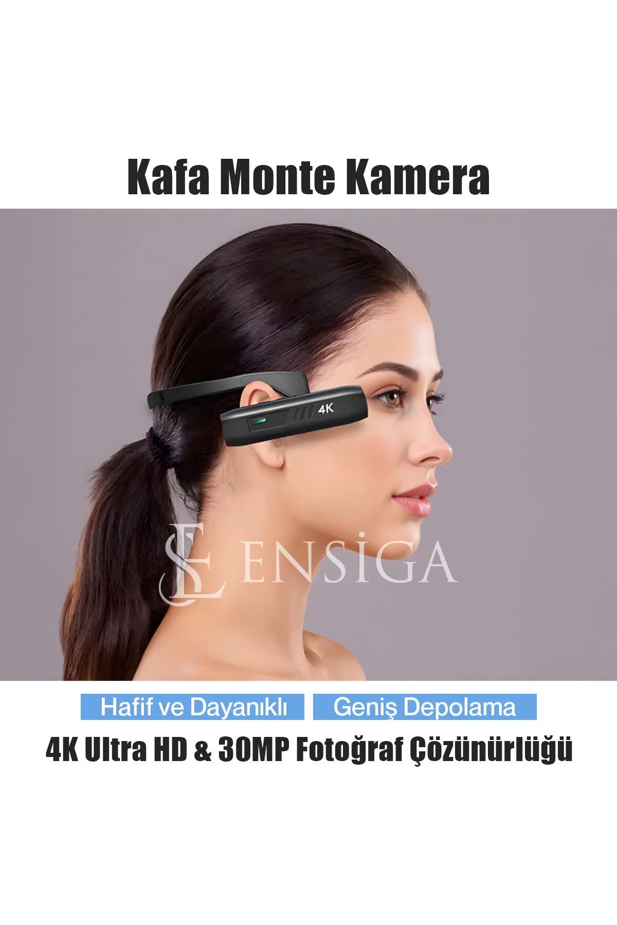 EN SİGA 4K Kafa Monte Video Kamera - 120° Geniş Açı Lens, Anti-Shake, Dahili Pil, App Kontrolü