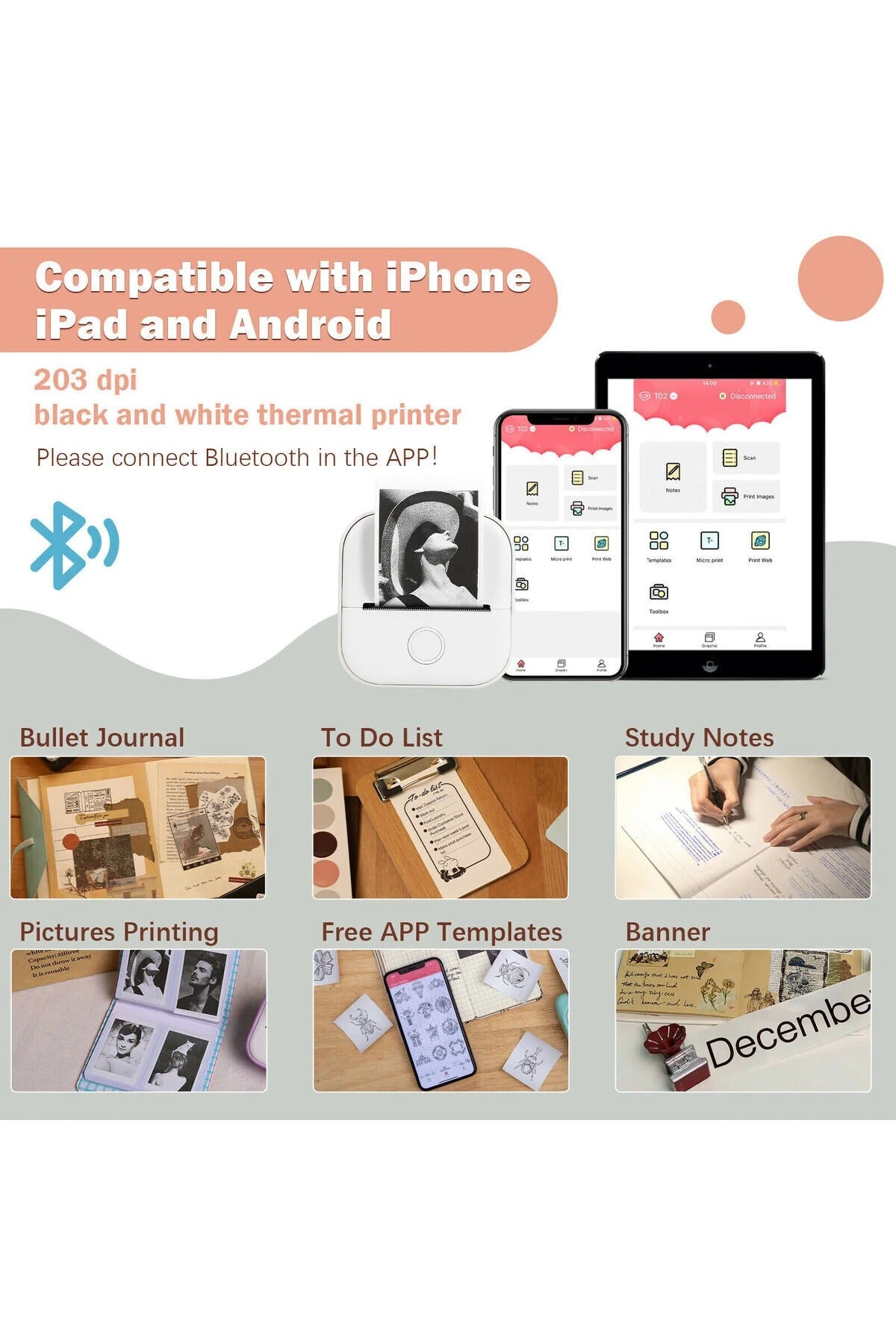 Phomemo T02 Mini Taşınabilir Akıllı Cep Sticker Fotoğraf Yazıcı, Mavi, Yapay Zeka Destekli Uygulama