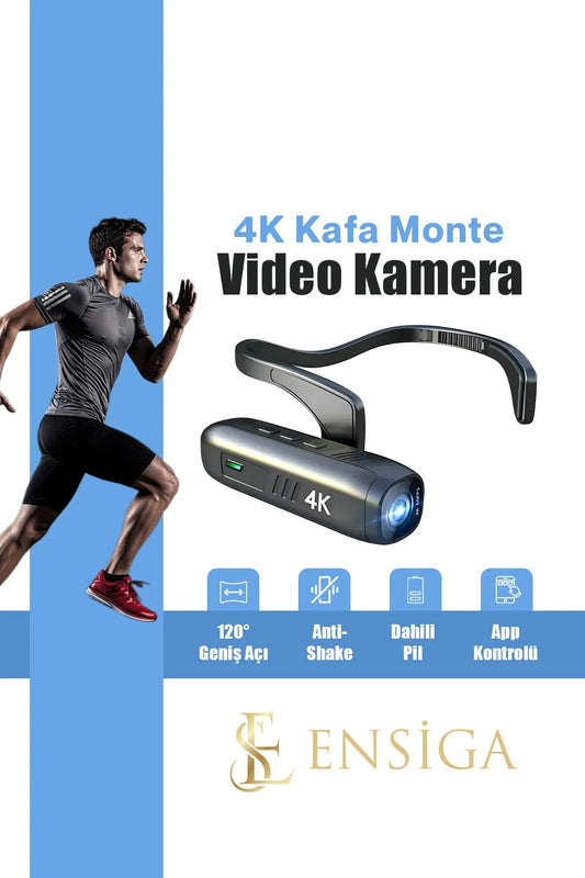 EN SİGA 4K Kafa Monte Video Kamera - 120° Geniş Açı Lens, Anti-Shake, Dahili Pil, App Kontrolü