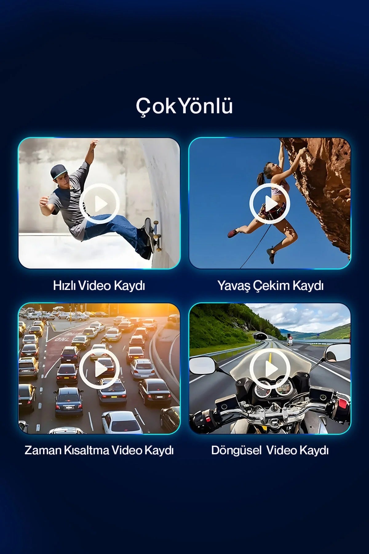 EN SİGA 4K Kafa Monte Video Kamera - 120° Geniş Açı Lens, Anti-Shake, Dahili Pil, App Kontrolü