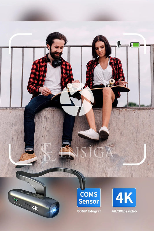 EN SİGA 4K Kafa Monte Video Kamera - 120° Geniş Açı Lens, Anti-Shake, Dahili Pil, App Kontrolü