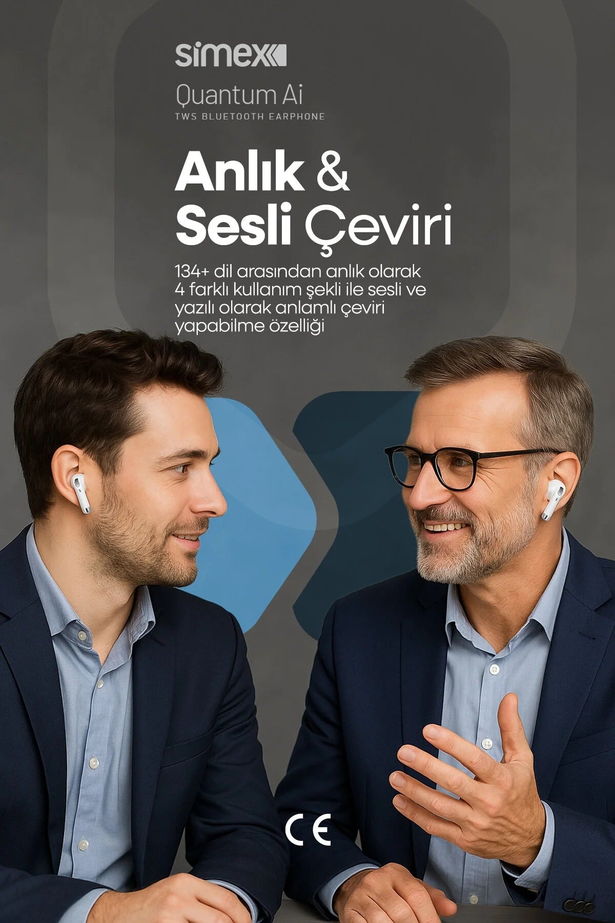 Simex Quantum AI TWS Bluetooth Kulaklık, 42 Saat Pil, Yapay Zeka Destekli 134 Dil Çeviri