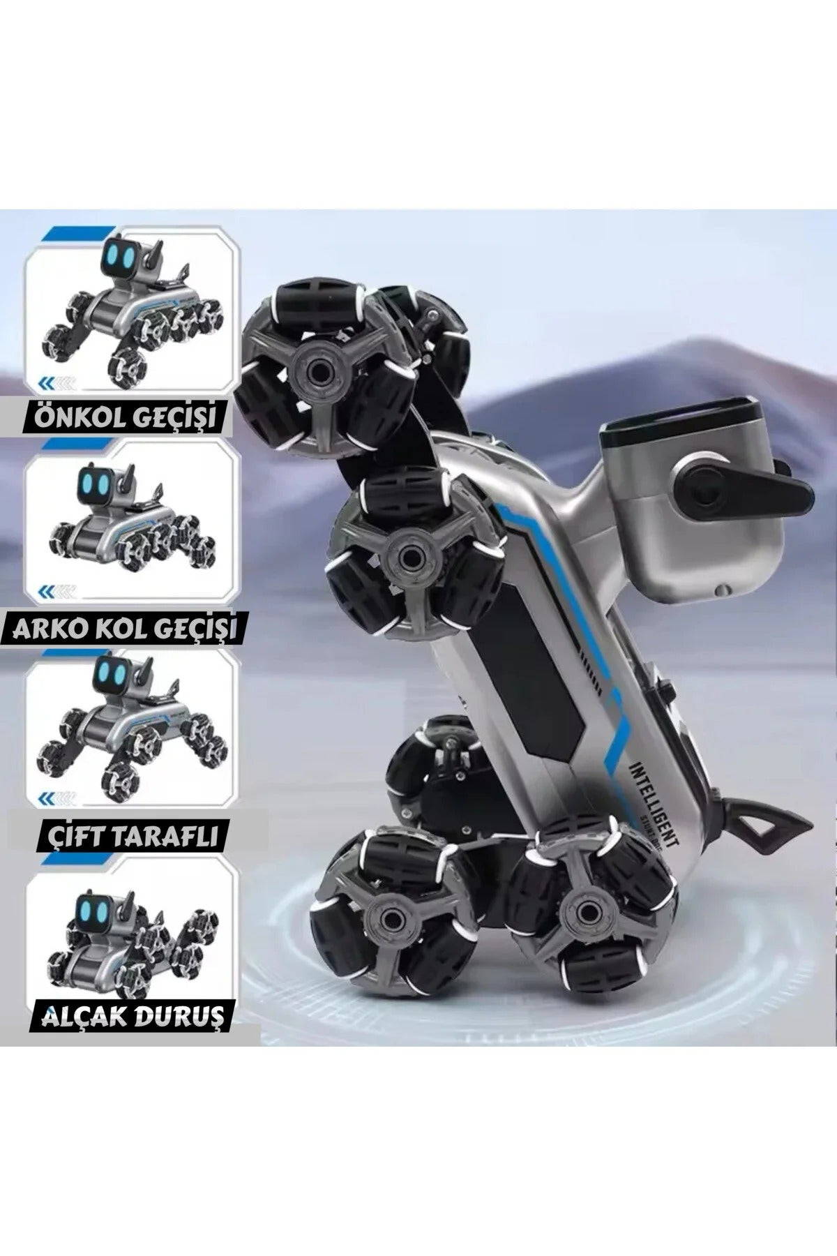 Uzaktan Bilekten Kumandalı Şarjlı 8 Teker Akrobat Robot Köpek Müzikli ve Led Işık 25 cm Köpek Araba
