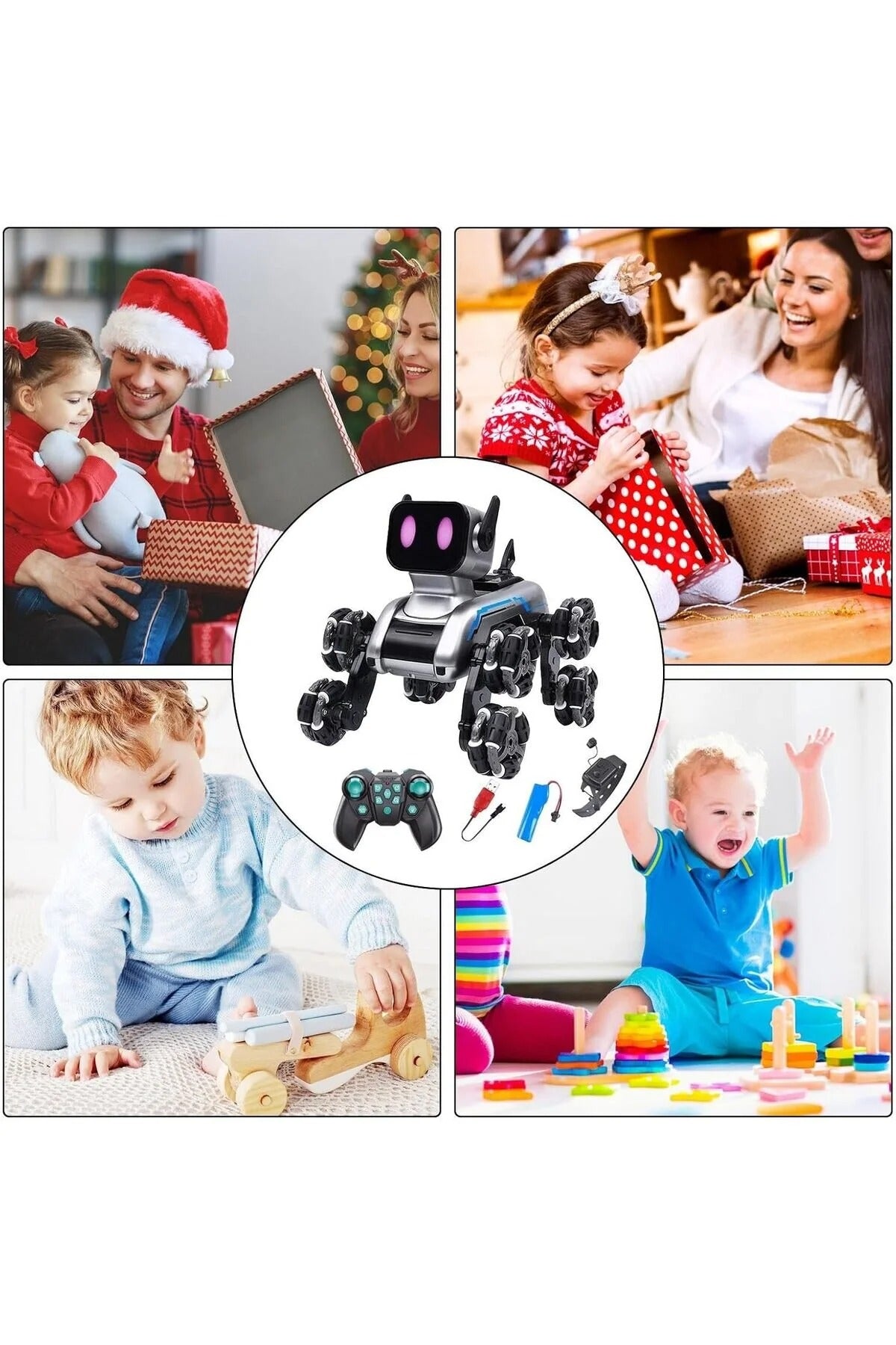 Uzaktan Bilekten Kumandalı Şarjlı 8 Teker Akrobat Robot Köpek Müzikli ve Led Işık 25 cm Köpek Araba